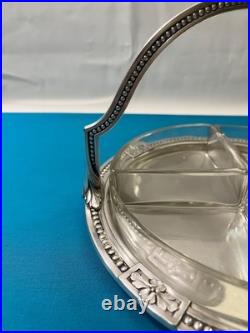 Serviteur muet CHRISTOFLE GALLIA modèle PERLES métal argenté apéritif plat 25 cm