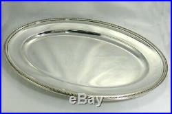 Très grand plat ovale Christofle modèle Perles, 54,5 cm x 38 cm, métal argenté
