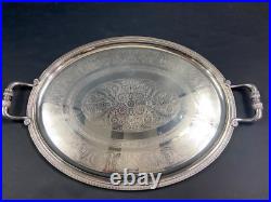 Très grand plateau de service en métal argenté signé CHRISTOFLE modèle Malmaison