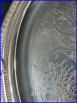 Très grand plateau de service en métal argenté signé CHRISTOFLE modèle Malmaison