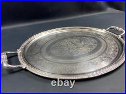 Très grand plateau de service en métal argenté signé CHRISTOFLE modèle Malmaison