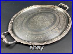 Très grand plateau de service en métal argenté signé CHRISTOFLE modèle Malmaison