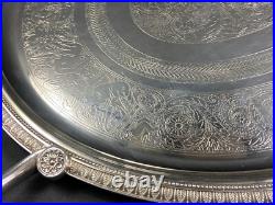 Très grand plateau de service en métal argenté signé CHRISTOFLE modèle Malmaison