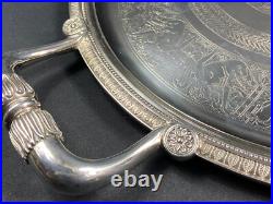 Très grand plateau de service en métal argenté signé CHRISTOFLE modèle Malmaison