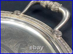Très grand plateau de service en métal argenté signé CHRISTOFLE modèle Malmaison