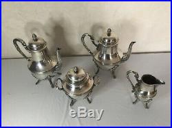 #Yd#Service à thé café en métal argenté Théière sucrier pot à lait model rubans