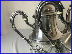 #Yd#Service à thé café en métal argenté Théière sucrier pot à lait model rubans